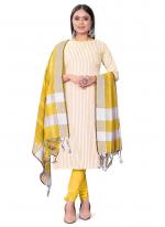 Cotton Jacquard Yellow Casual Wear Printed Dress Material